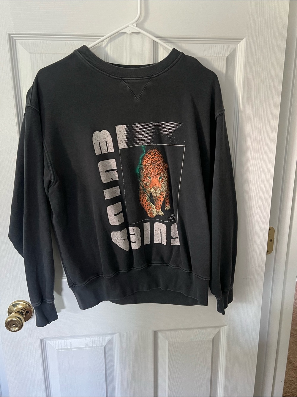 Black Graphic Women's Anine Bing Sweatshirt with Leopard Print